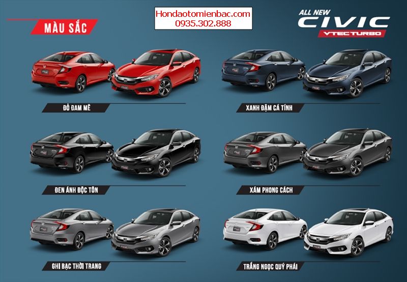 gia lan banh honda civic tai viet nam mau sac
